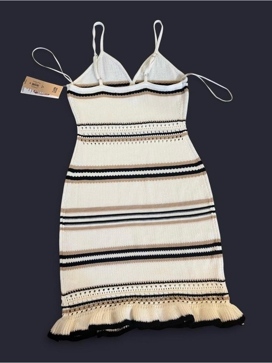 Cream Stripe Knit Spaghetti-Strap Midi Dress - Picture 3 of 5